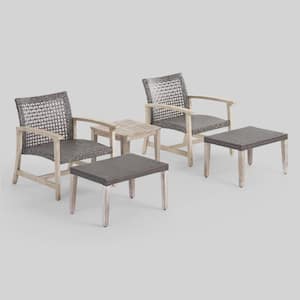 Hamption Light Grey 5-Piece Wood Patio Conversation Seating Set