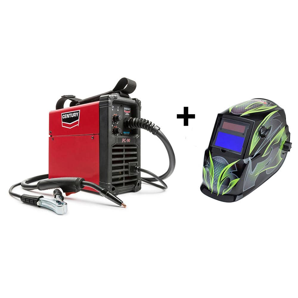 Lincoln Electric Century FC90 Flux Core Wire Feed Welder with  Auto-Darkening Shade 9-13 Galaxis Welding Helmet K5365-3 - The Home Depot