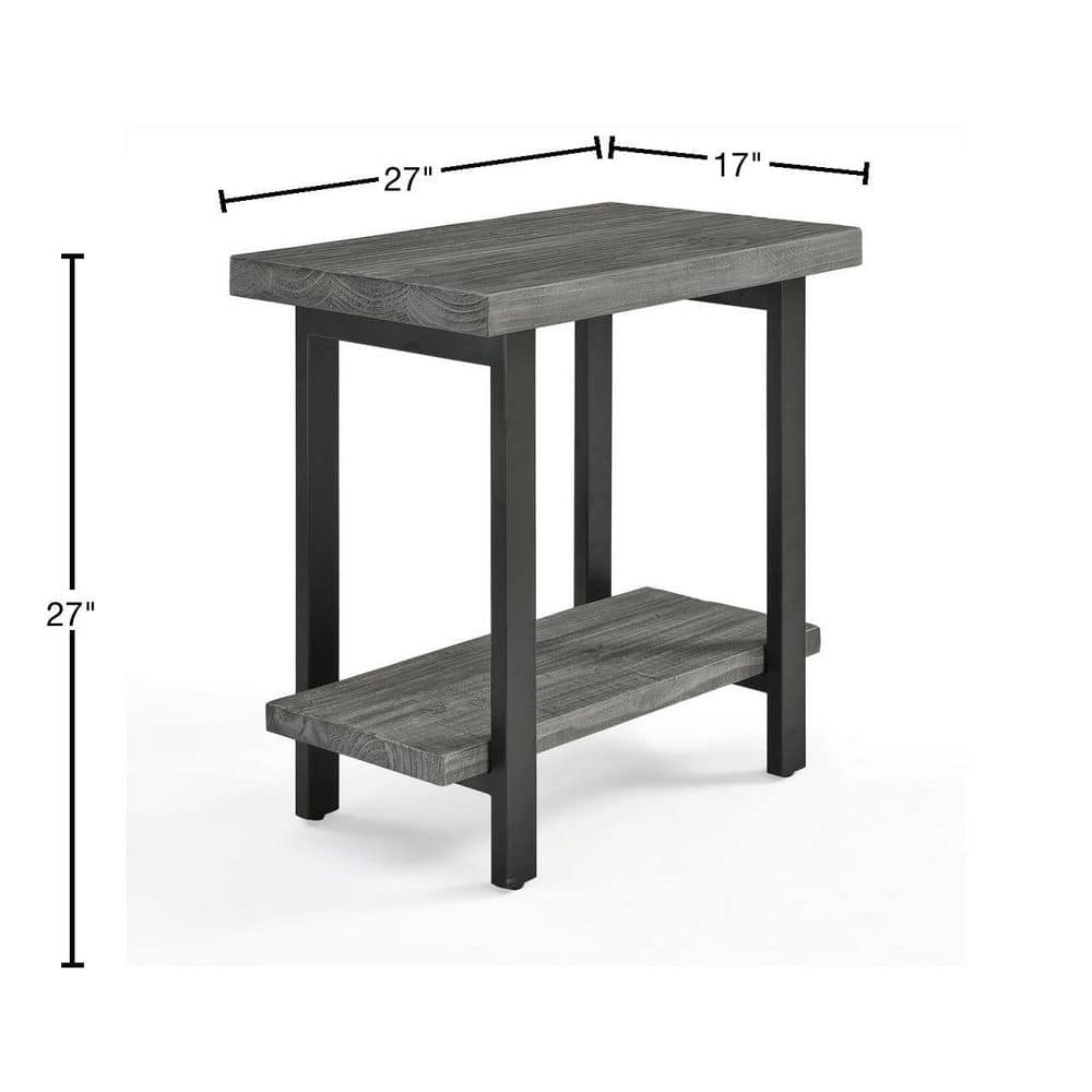 Slate Gray Metal and Reclaimed Wood 2-Tier End Table