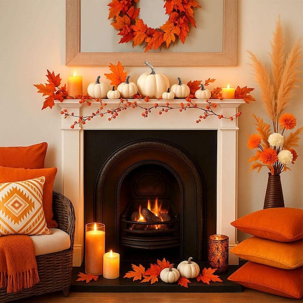 16 Piece 5.5 in. White Artificial Plant Faux Pumpkin Set for Fall