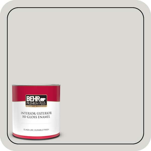 BEHR PREMIUM PLUS 1 qt. #ICC-23 Silver Tradition Hi-Gloss Enamel Interior/Exterior Paint & Primer