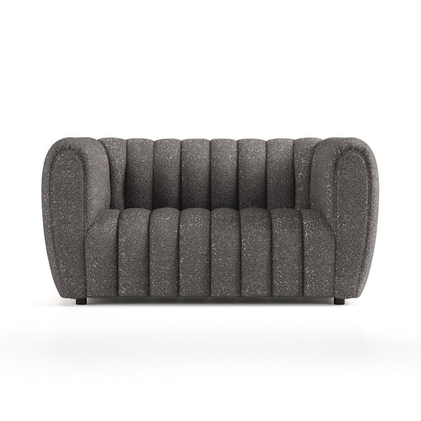 Laura Gray 63 in. Boucle Polyester Fabric 2-Seater Glam Loveseat With Pocket Coil Cushions