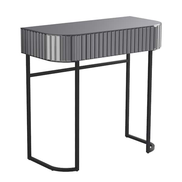 URTR 1-Drawer Gray Mirrored Dresser with Drawer, Strip Mirror Dresser 33.46 in. L x 15.75 in. W x 32.28 in. H