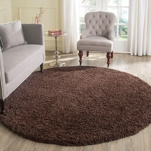 Laguna Shag Brown 7 ft. x 7 ft. Round Solid Area Rug