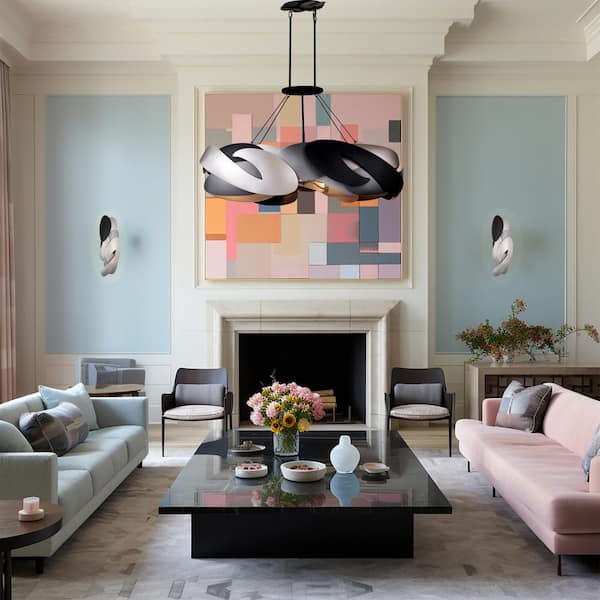 Metalo Misto 6-Light Black with Atlas and Midnight Silver Island Chandelier for Dining Room and No Bulbs Included