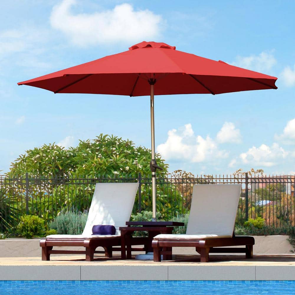 brick red patio umbrella Formosa Covers 7ft wood market Tilt mechanism this umbrella is perfect for patios Rectangle Patio Umbrella with Crank