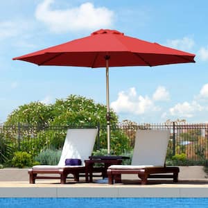 9 ft. Market Patio Umbrella with Push Button Tilt and Crank in Brick Red