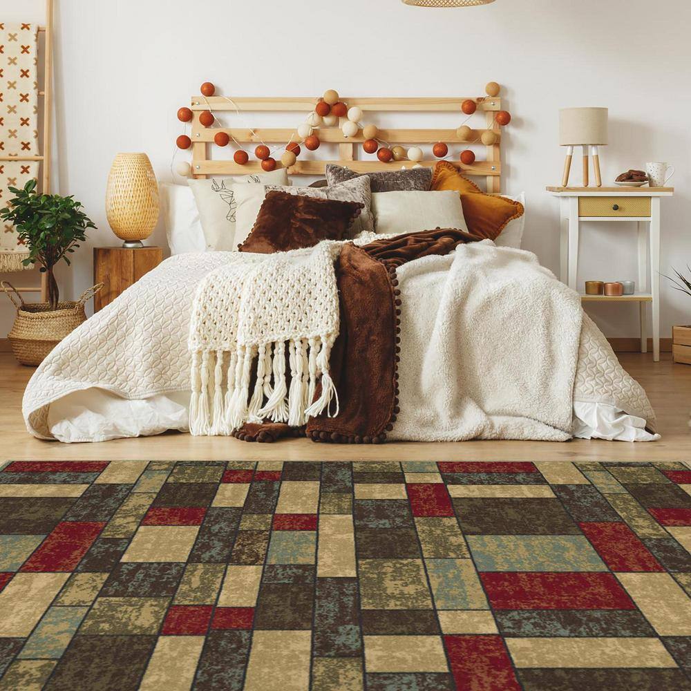 Multicolor Synthetic Non-Slip 5' x 6'6" Area Rug