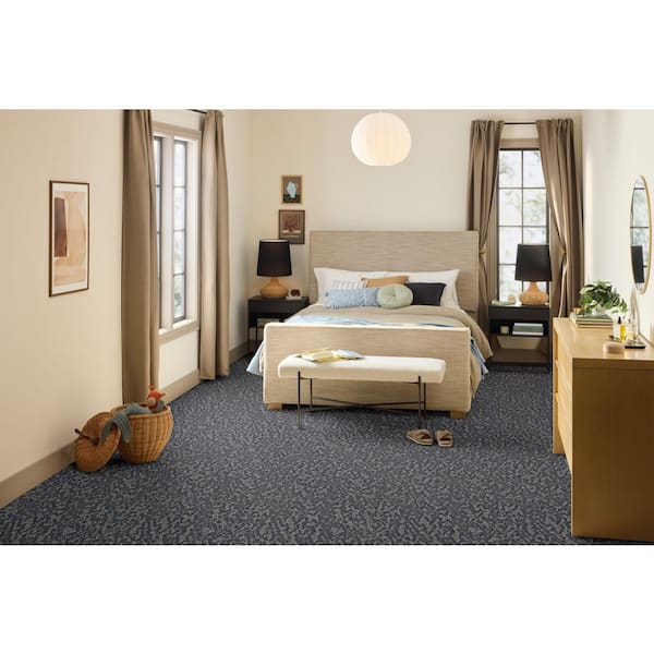 Radiant Comfort Lagoon Blue 40 oz. SD Polyester Pattern Carpet- Installation Required