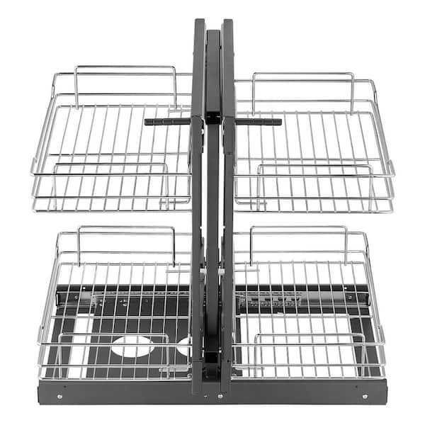 Pull Out Blind Corner Cabinet 15 in. Opening Chrome Soft Close 4-Shelf Slide Out Kitchen Cabinet Organizer