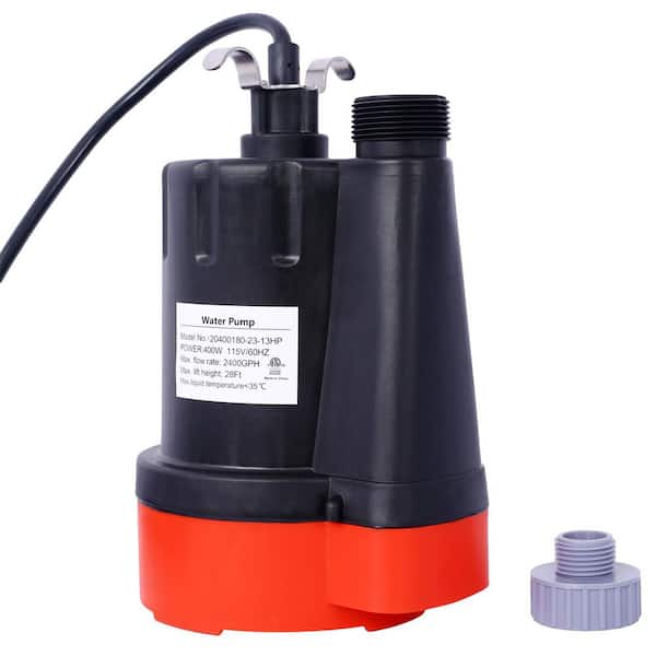1/3HP Submersible Water Pump 2500GPH Portable Utility Sump Pump with 10ft Cord