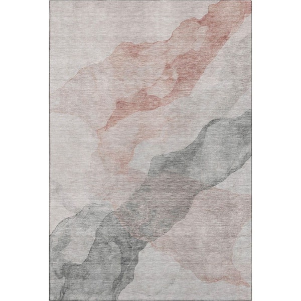Mayfield Premium Machine Washable Abstract AMF2109 Salmon 3 ft. x 5 ft. Area Rug