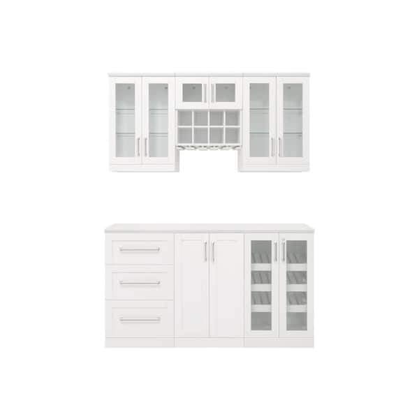 NewAge Products Home Bar 21 in. White Cabinet Set (7-Piece)