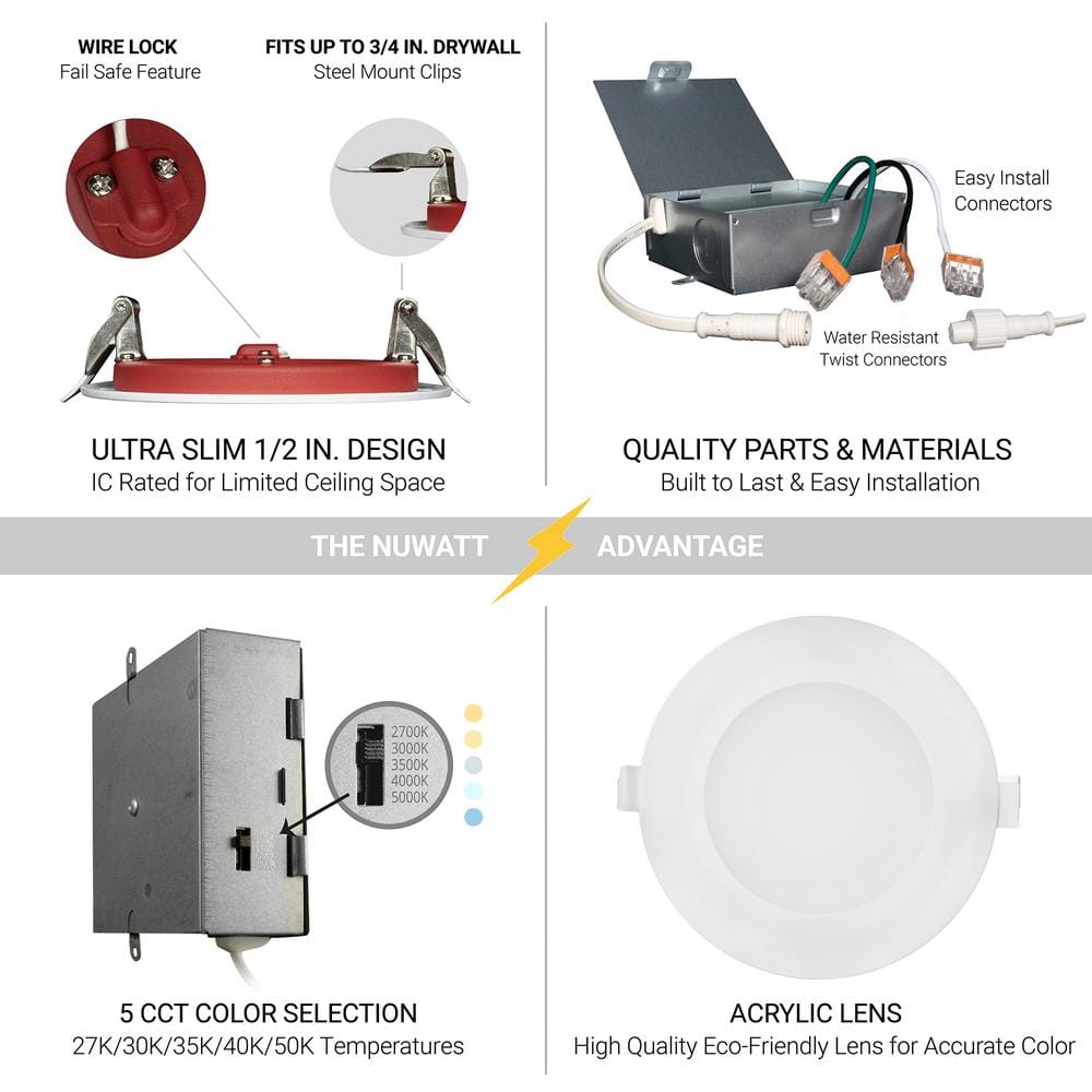 White 4-inch Round Dimmable LED Canless Recessed Downlight (6-pack)