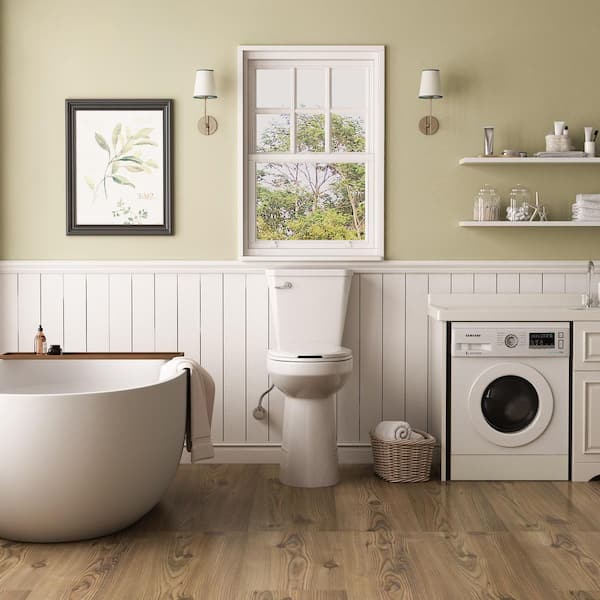 12 in. 2-Piece 1.28 GPF Single Flush Elongated Toilet in White Seat Included