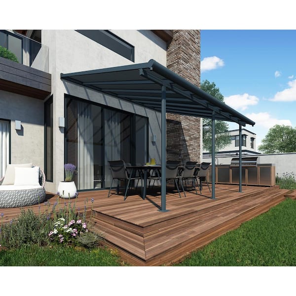CANOPIA by PALRAM Sierra 10 ft. x 14 ft. Gray/Gray Aluminum Patio Cover