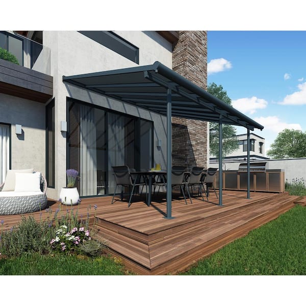 Sierra 10 ft. x 14 ft. Gray/Gray Aluminum Patio Cover