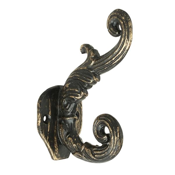 Mascot Hardware Floral Scroll 4-1/10 in. Antique Brass Hat and Coat Hook  HK036ABP - The Home Depot