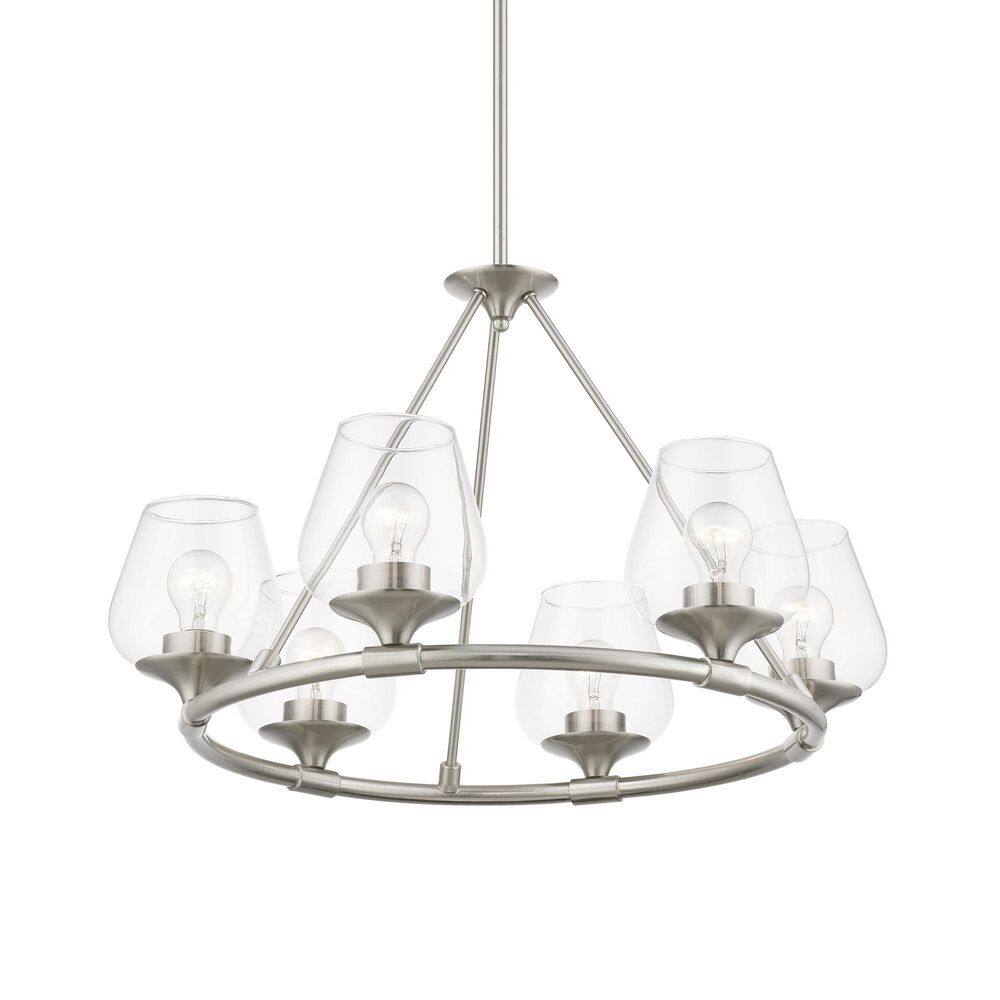 Willow Brushed Nickel 6-Light Chandelier with Clear Glass Shades