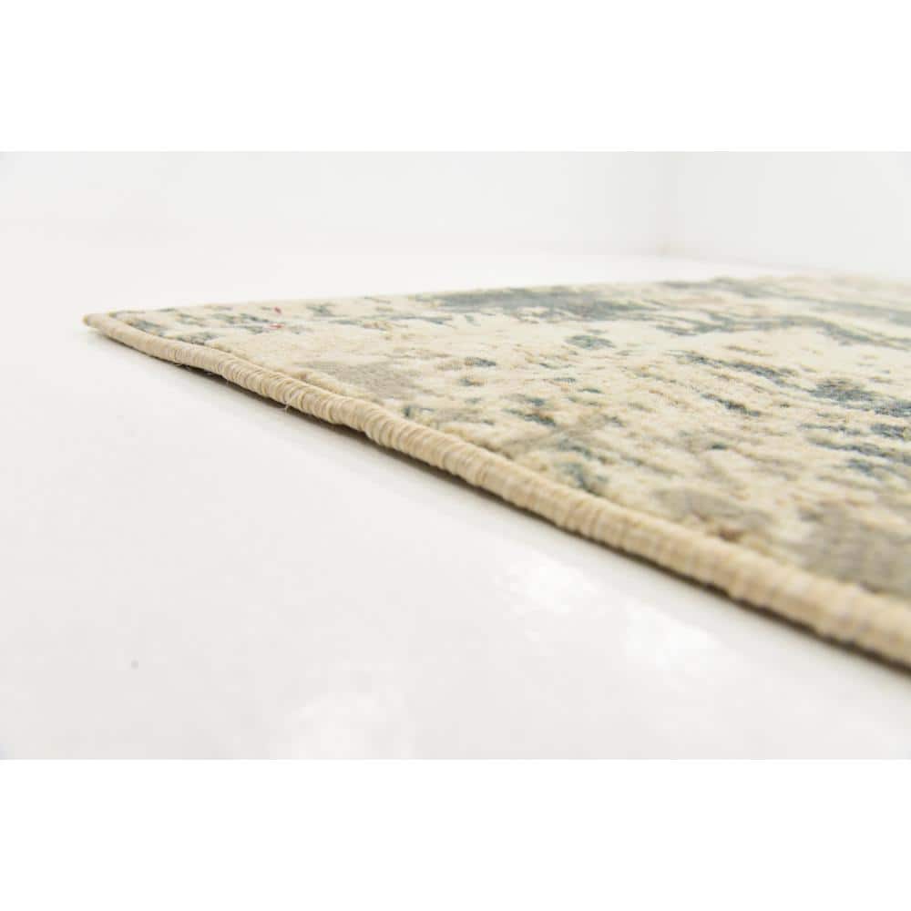Gray Abstract 8' x 10' Synthetic Stain-Resistant Rug