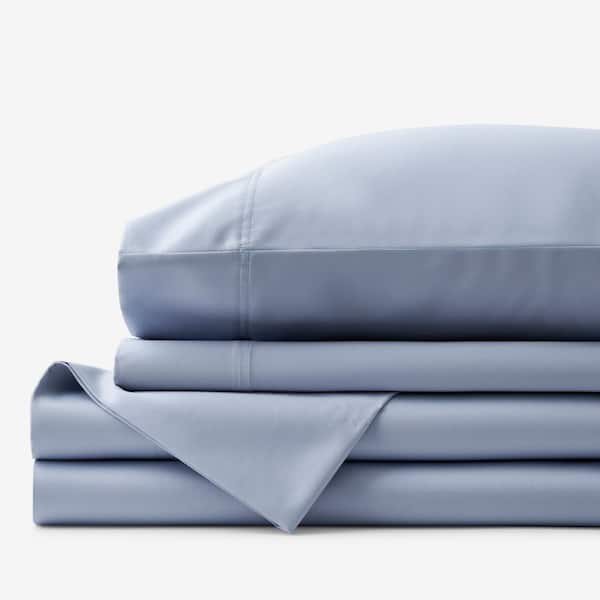 The Company Store Legends Hotel Supima Cotton Wrinkle-Free 4-Piece Blue Shadow Sateen Queen Sheet Set