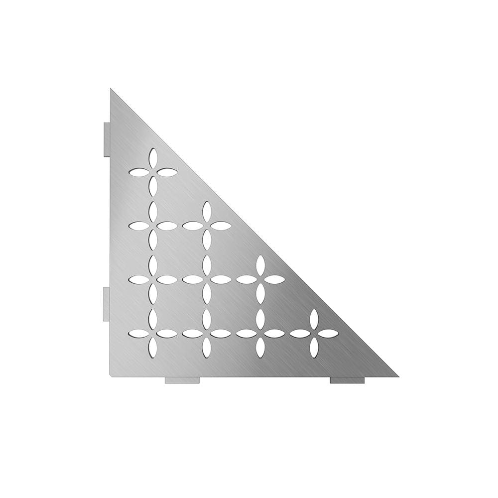 Floral Brushed Stainless Steel Triangular Corner Shower Shelf