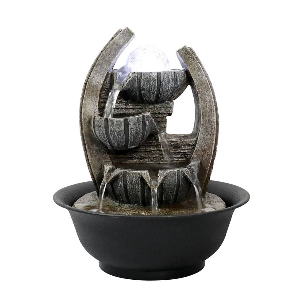 Watnature 10.6 in. Resin Tabletop Fountain, 4-Step 5-Flow Water Feature ...