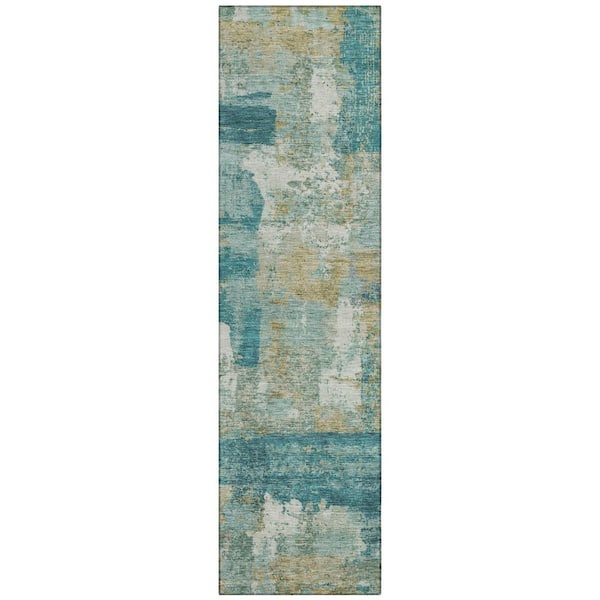 Addison Rugs Chantille Machine Washable Indoor/Outdoor Abstract ACN2147 Teal 2 ft. 3 in. x 7 ft. 6 in. Runner Rug