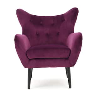 Noble House Seigfried Fuchsia Velvet Club Chair with Tufted