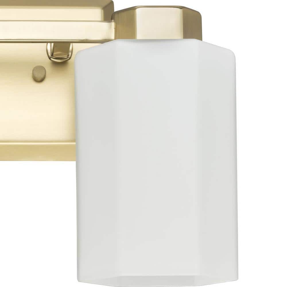 Estrada Brushed Gold 2-Light Vanity with Opal Glass Shades