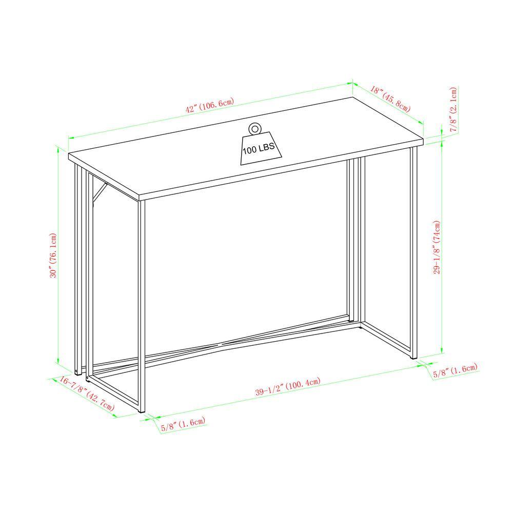 Dark Walnut and Black Metal Y-Leg Writing Desk
