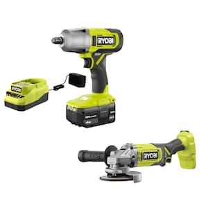 ONE+ 18V Cordless 2-Tool Combo Kit with 1/2 in. Impact Wrench, 4-1/2 in. Angle Grinder, 4.0 Ah Battery, and Charger