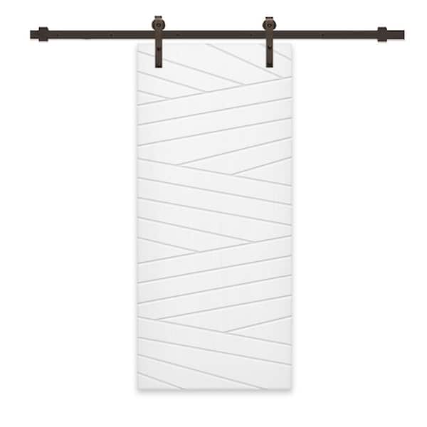 CALHOME 24 in. x 80 in. White Painted Composite MDF Paneled Interior Sliding Barn Door with Hardware Kit