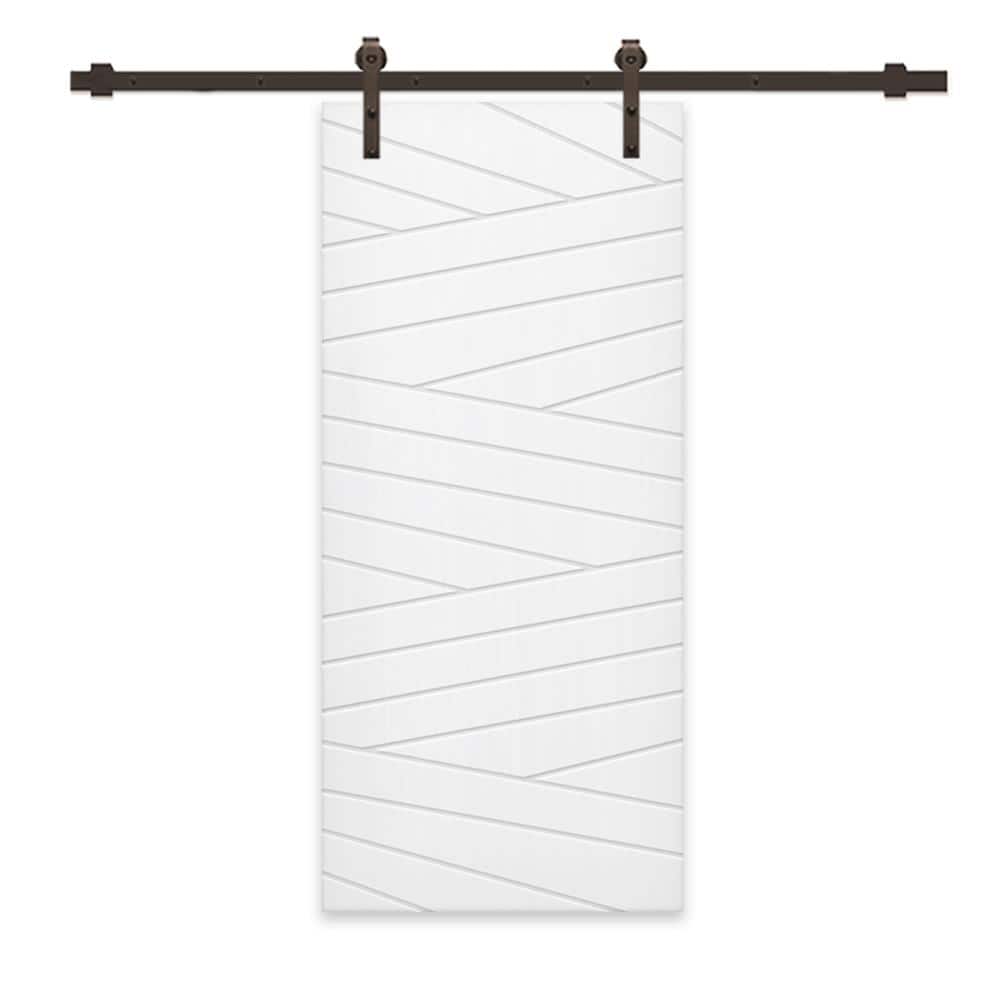 30 in. x 80 in. White Painted Composite MDF Paneled Interior Sliding Barn Door with Hardware Kit price history on PriceWatchPro
