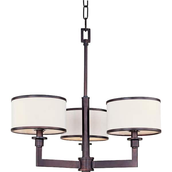 Maxim Lighting Nexus 3-Light Oil Rubbed Bronze Chandelier with Fabric Shades