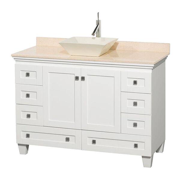 Wyndham Collection Acclaim 48 in. W Vanity in White with Marble Vanity Top in Ivory and Bone Sink