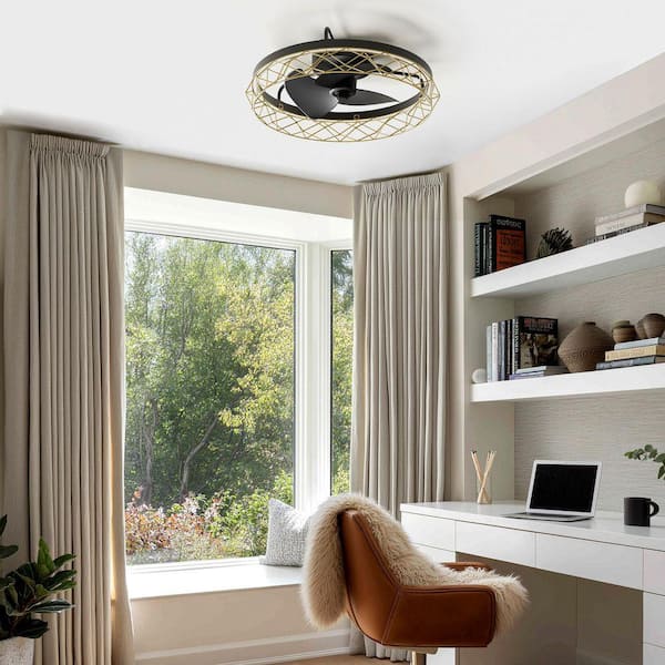 19.7'' Led Flush Mount Ceiling Fan With Light And Remote Control Included, 12 in Span