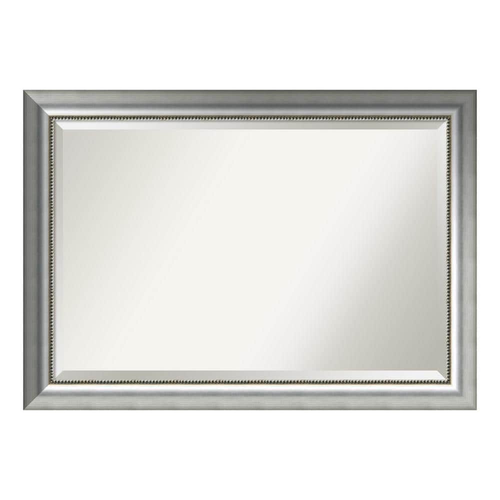Vegas Burnished Silver Rectangular Wood Wall Mirror