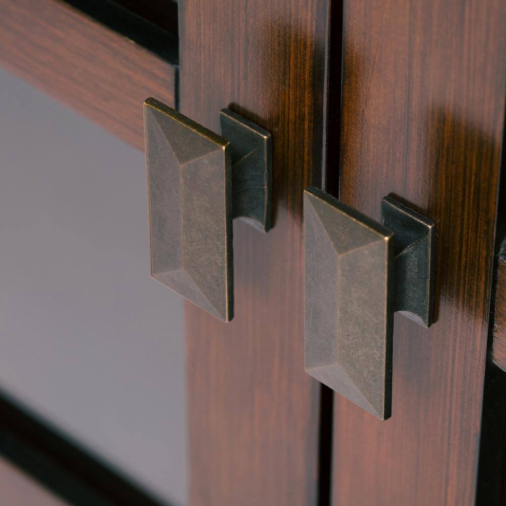 Russet Brown Solid Wood Medium Storage Cabinet with Glass Doors