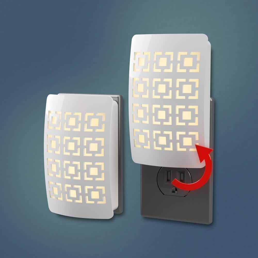 White Geometric Pattern LED Motion Sensor Night Light