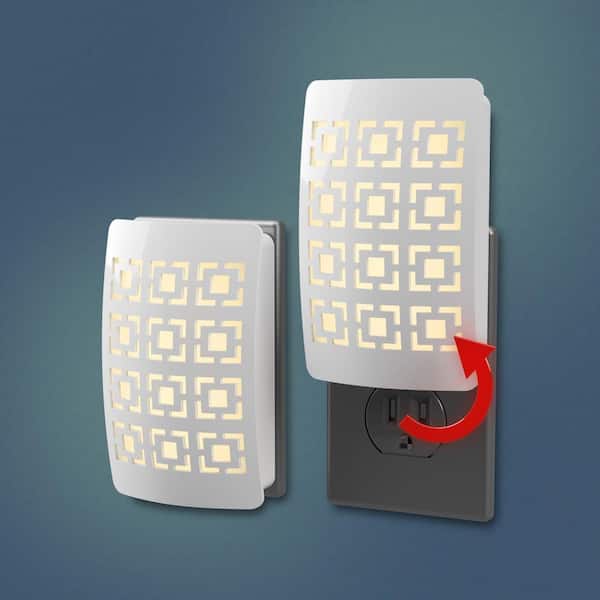 White Geosquare Decoplug LED Night Light