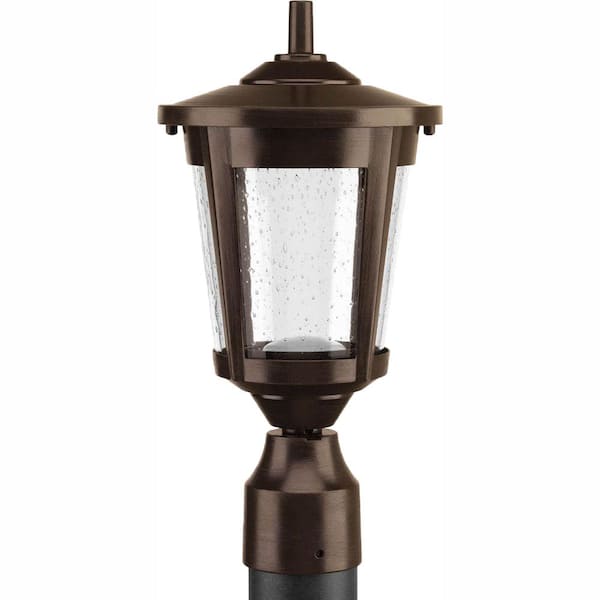 Progress Lighting East Haven LED Collection 1-Light Antique Bronze Clear Seeded Glass Transitional Outdoor Post Lantern Light