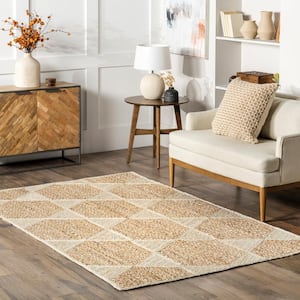 Affton Ivory 5 ft. x 8 ft. Geometric Jute Area Rug