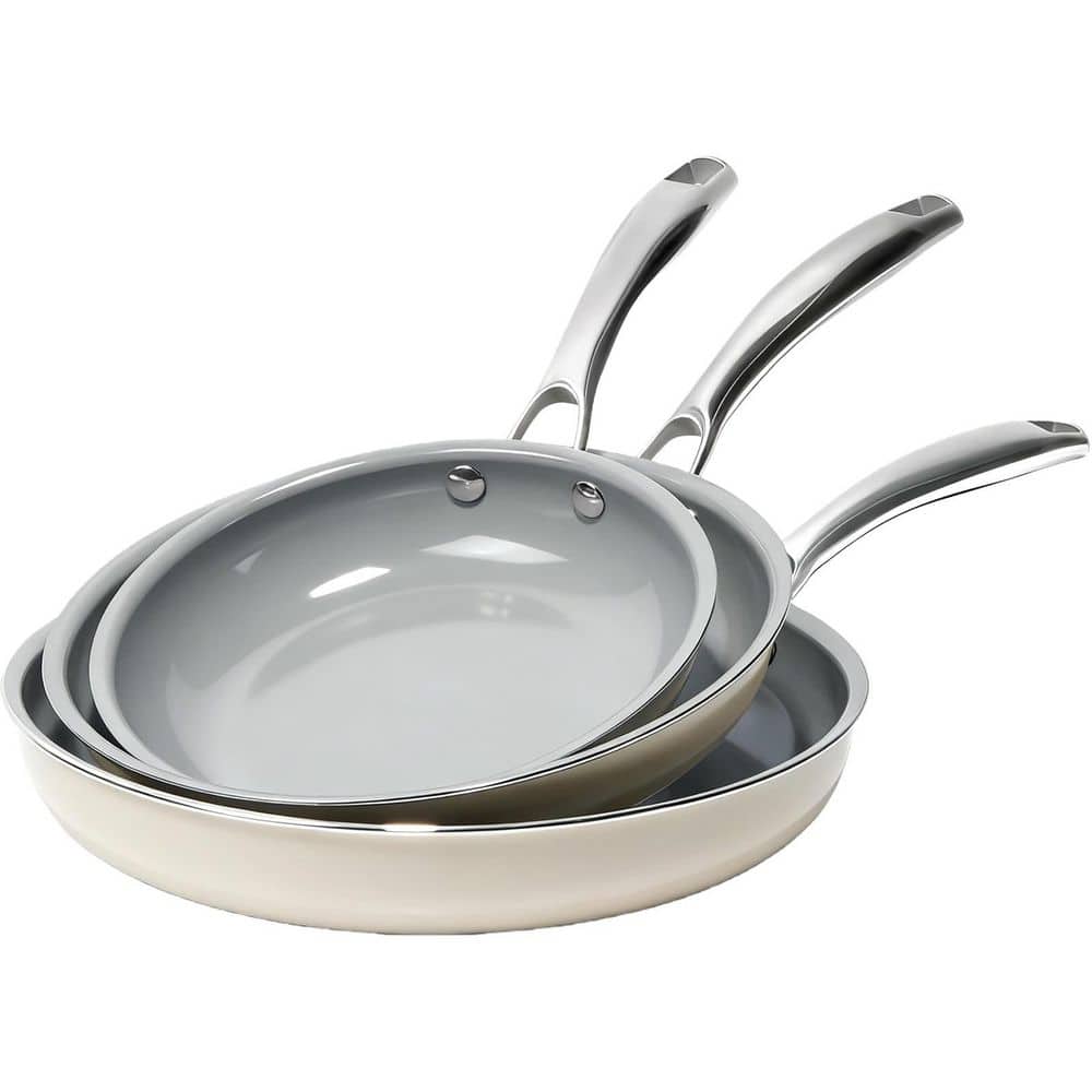 Cream and Grey 8 in. 9.5 in. 11 in. 3 Sizes Ceramic Nonstick Frying Pan Skillets, Omelette Pans for Healthly Cooking price history on PriceWatchPro