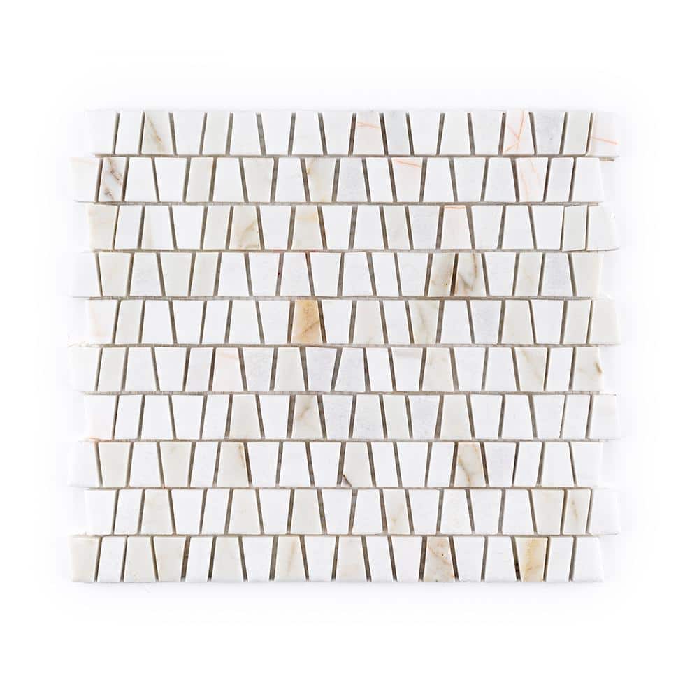 Jeffrey Court Trapezium White/Gold 10.625 in. x 12 in. Geometric