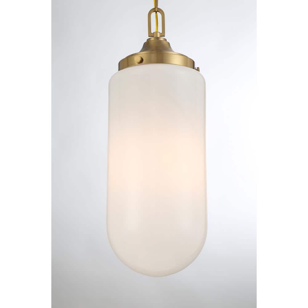 Warm Brass 3-Light Pendant with Strie Glass Shade