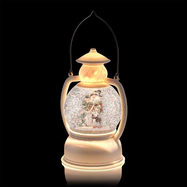 h 17cm, Battery Operated Brown Base Santa Claus Snow Globe Lantern, Warm  White LEDs