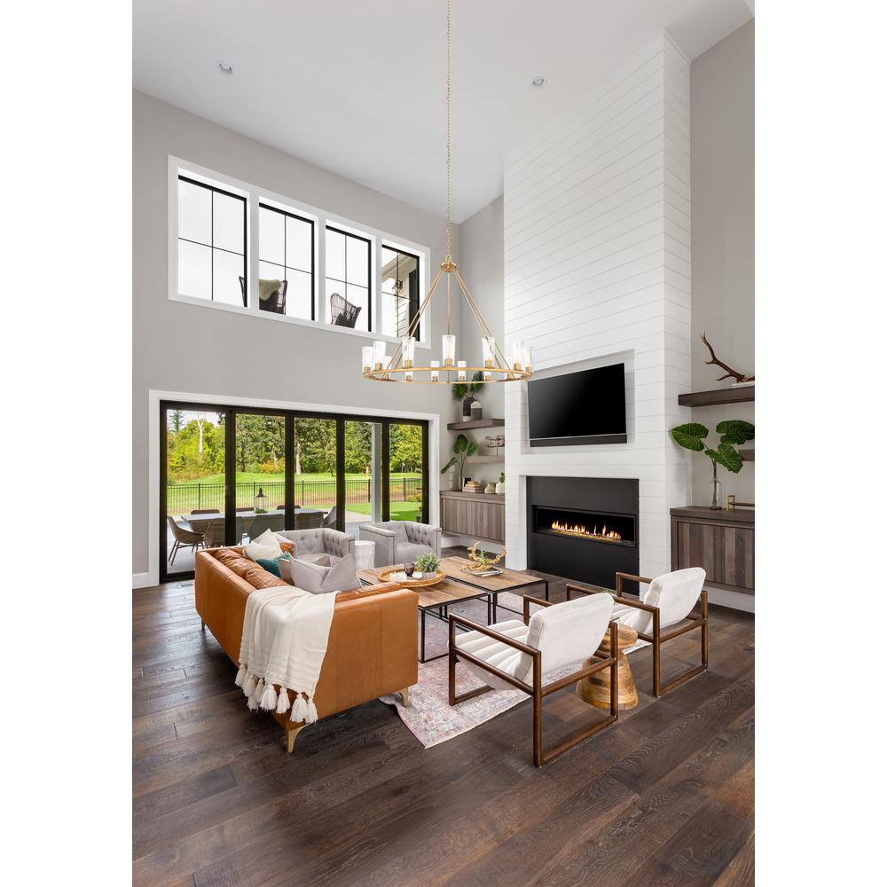 Modern Gold 15-Light Chandelier with Clear Glass Shades