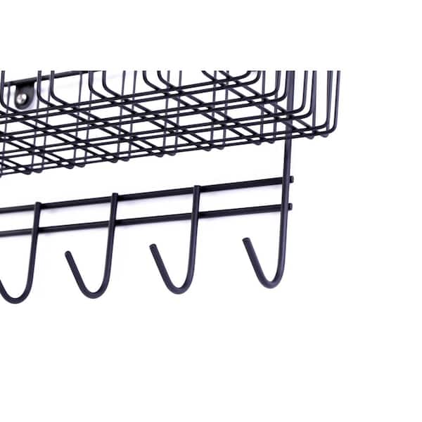 Basicwise Metal Wall Mounted Entryway Organizer Rack with Hooks