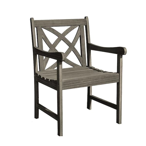 HOTEBIKE Gray Wash Acacia Wood Outdoor Patio Lounge Chair